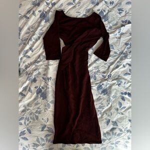 TFNC by Topshop Burgundy Bodycon Midi Dress | Elegant Stretch Fit | Size M |